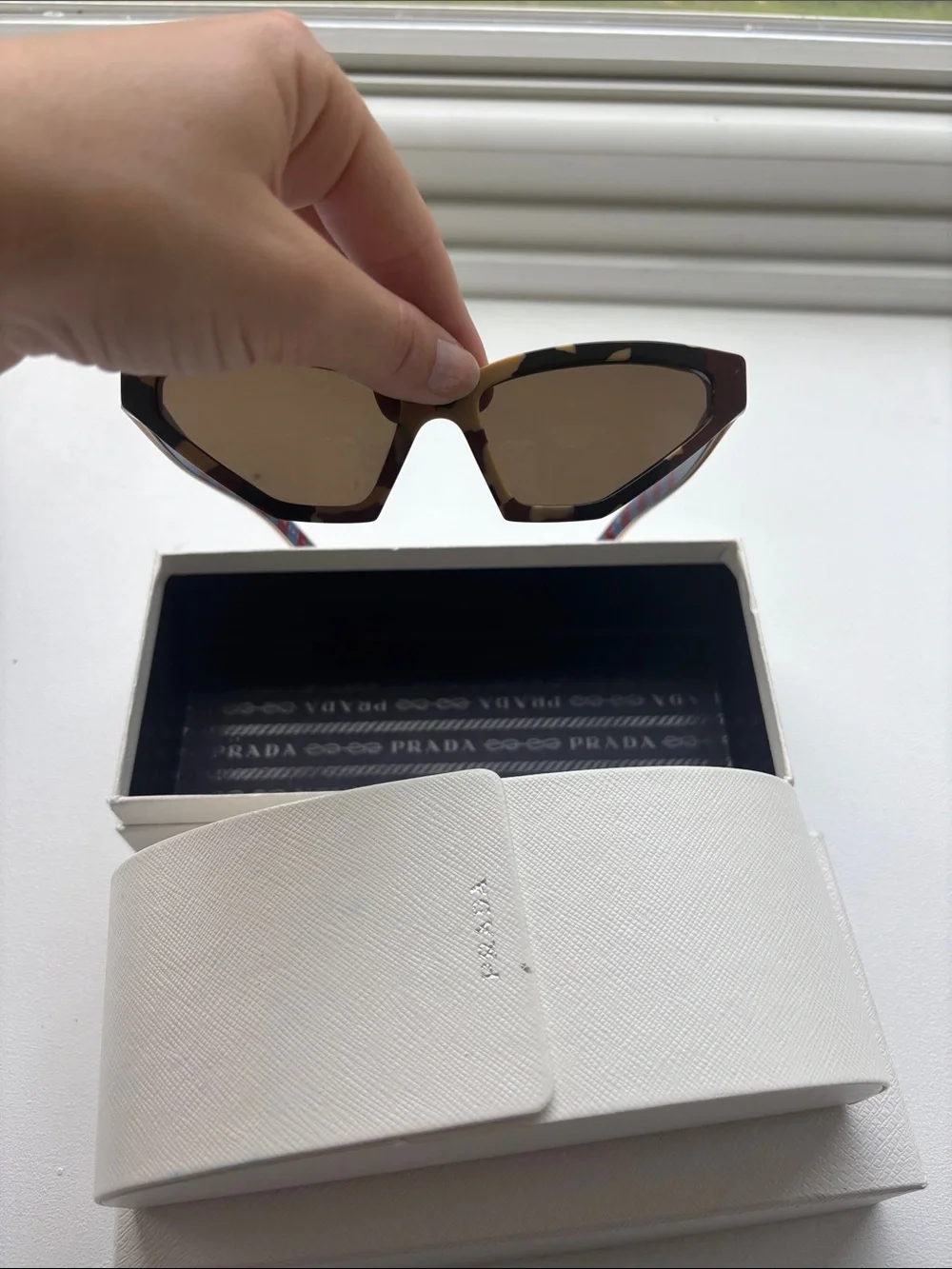 Prada Tortoiseshell Cat-Eye Sunglasses Shield Tinted Sunglasses